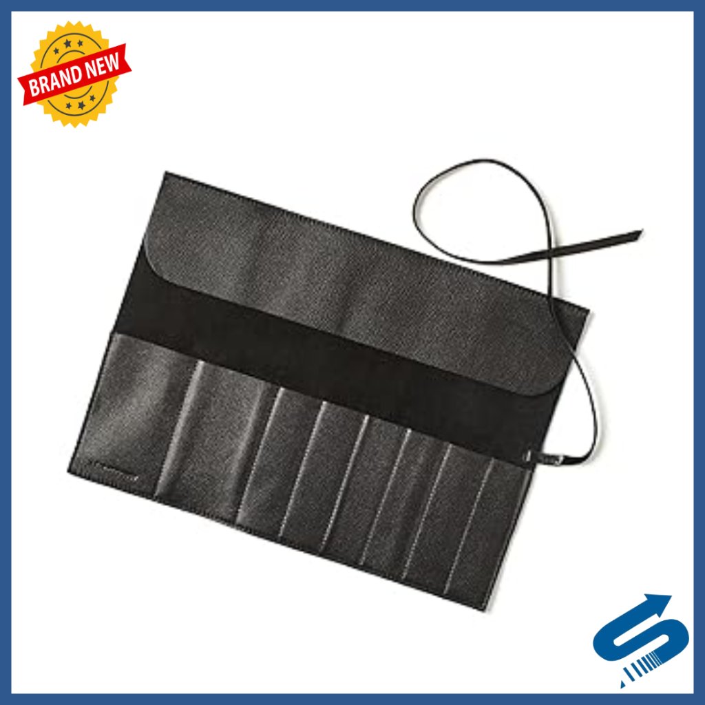 Large Leather Makeup Brush Roll Organizer With 8 Slots Travel-Friendly